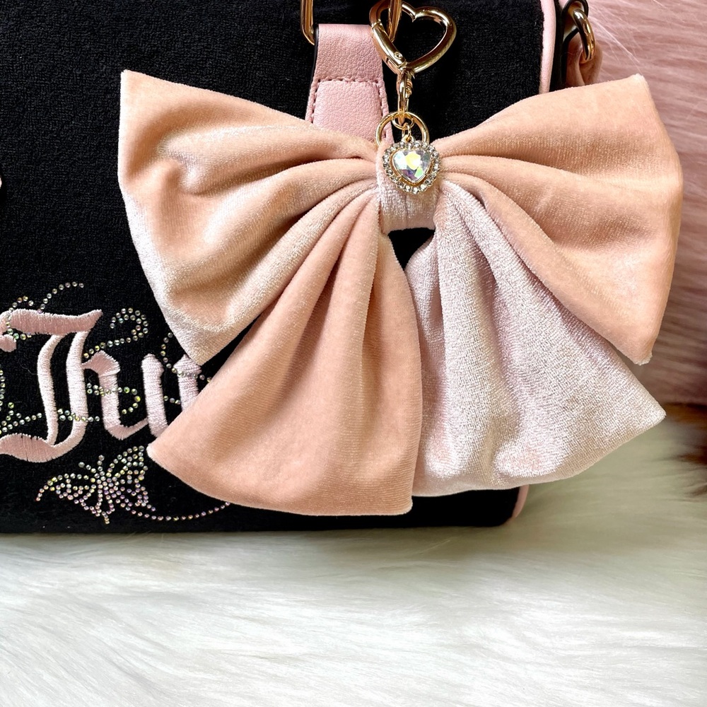 New Pinkish Beige Velour/Velvet Coquette Bow for Purse/Bag